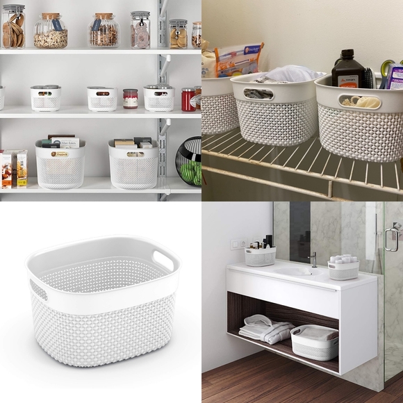 Curver Decorative Plastic Organization & Storage Basket Bin with Handles - Picture 8 of 8